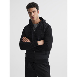 REISS TAYLOR Hybrid Zip Quilted Hooded Jacket